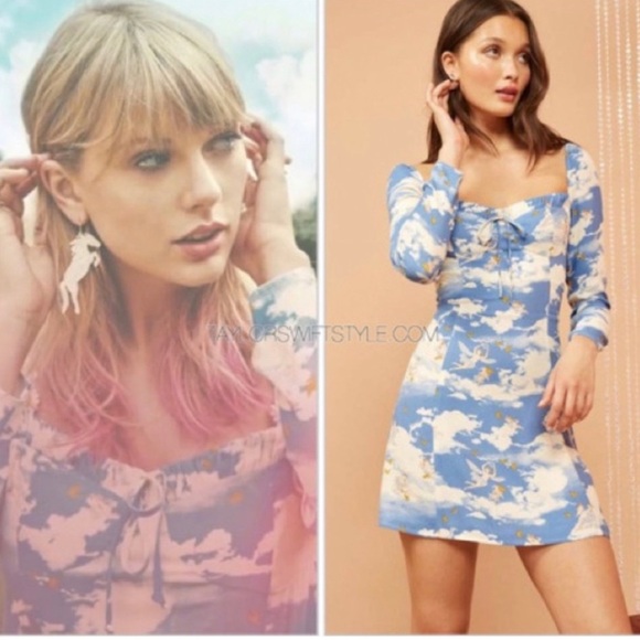 Reformation Dresses & Skirts - RARE Taylor Swift Reformation Blue White Cielo Print Dress 8 NWOT